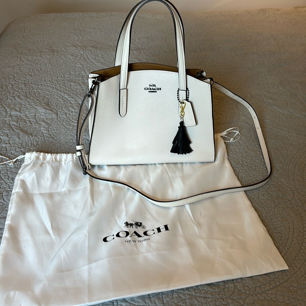 Coach White Leather Tote